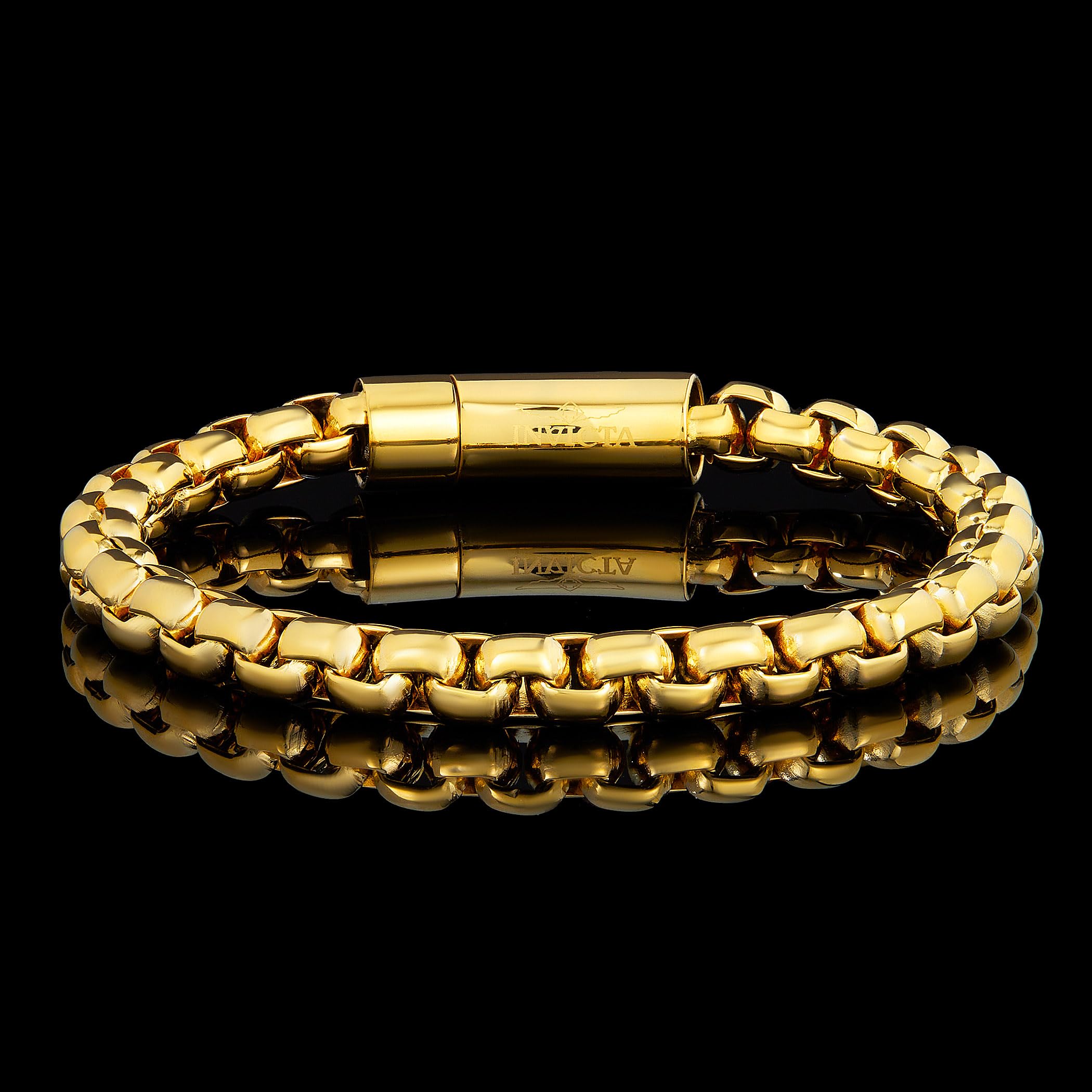 Foto 4 pulgar | Pulsera Invicta Gold Para Hombre De Acero Inoxidable 8 Mm Pulida - Venta Internacional.