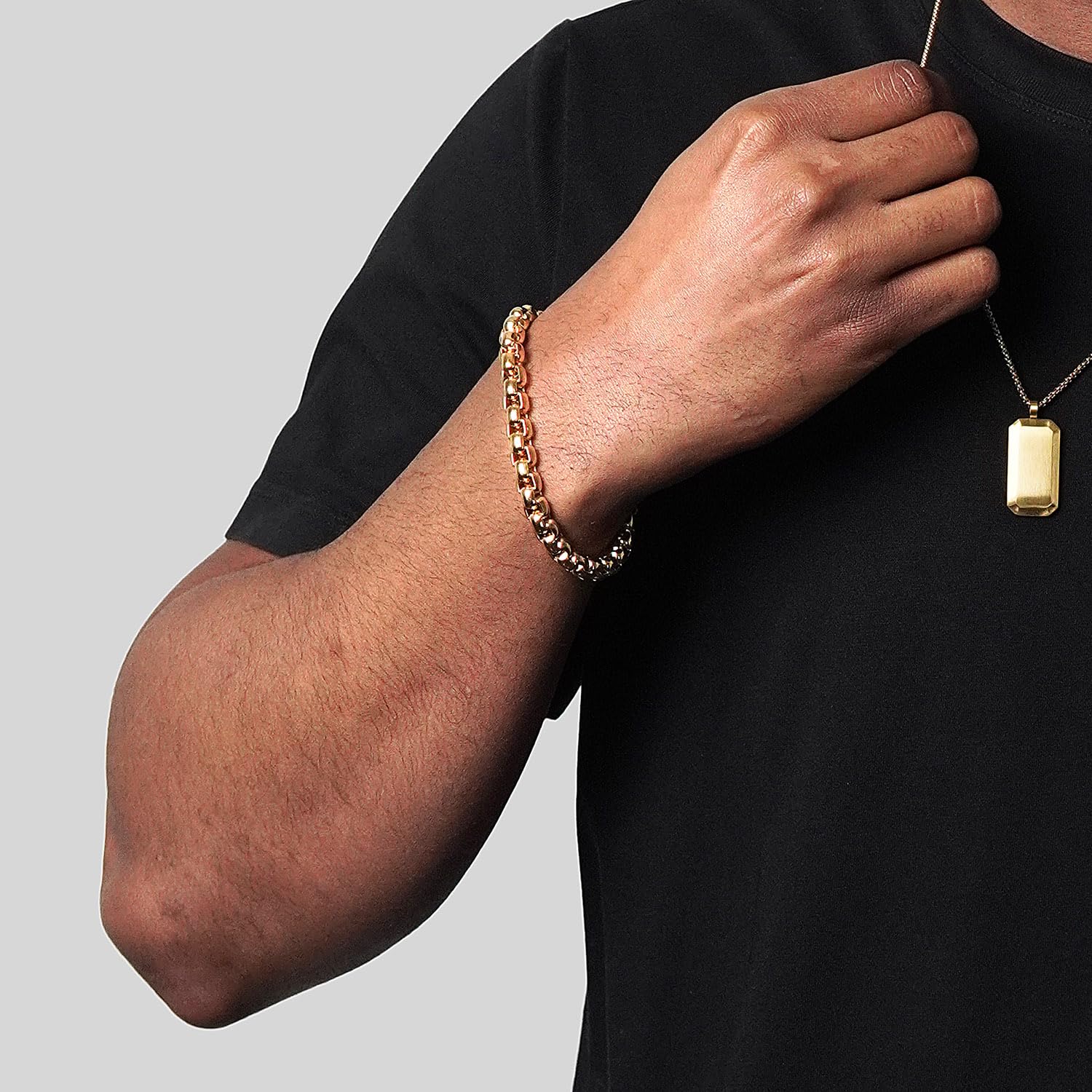Foto 7 pulgar | Pulsera Invicta Gold Para Hombre De Acero Inoxidable 8 Mm Pulida - Venta Internacional.