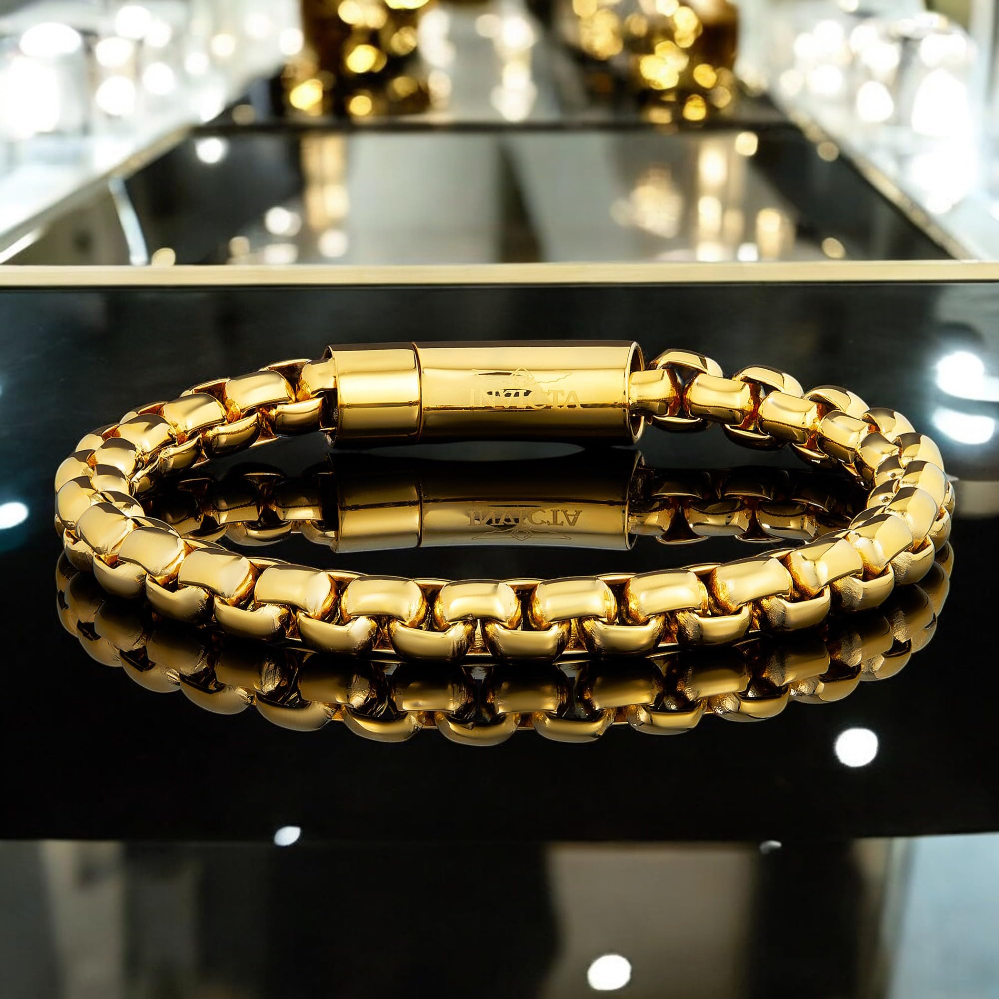 Foto 8 pulgar | Pulsera Invicta Gold Para Hombre De Acero Inoxidable 8 Mm Pulida - Venta Internacional.