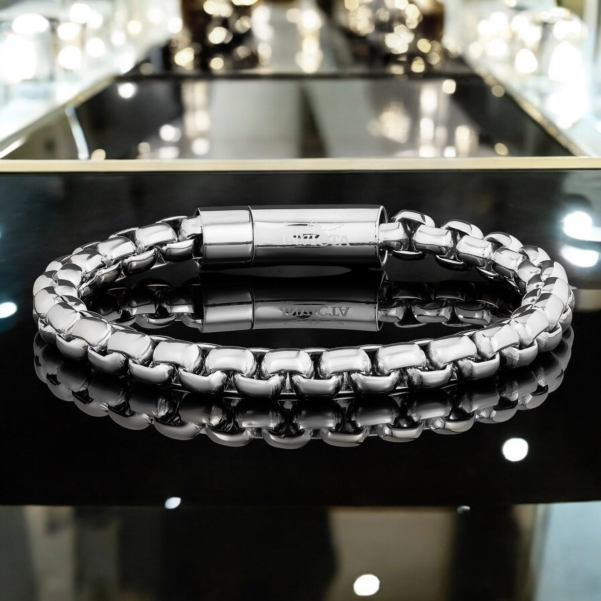 Foto 7 | Pulsera Invicta Silver De Acero Inoxidable Para Hombre De 8 Mm De Ancho - Venta Internacional.