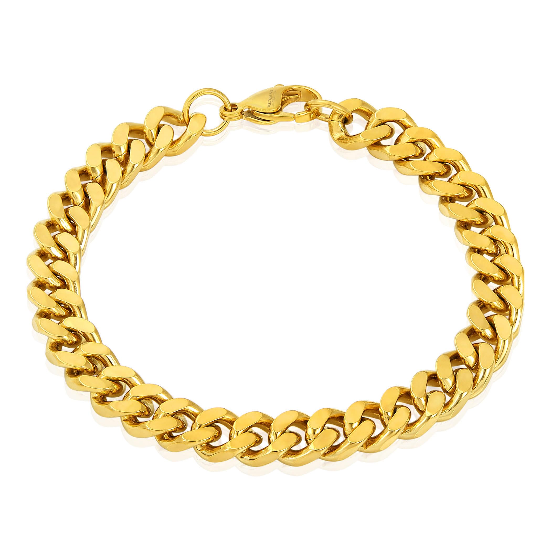 Foto 2 pulgar | Pulsera Invicta Gold De Acero Inoxidable Curb Link Para Hombre - Venta Internacional.