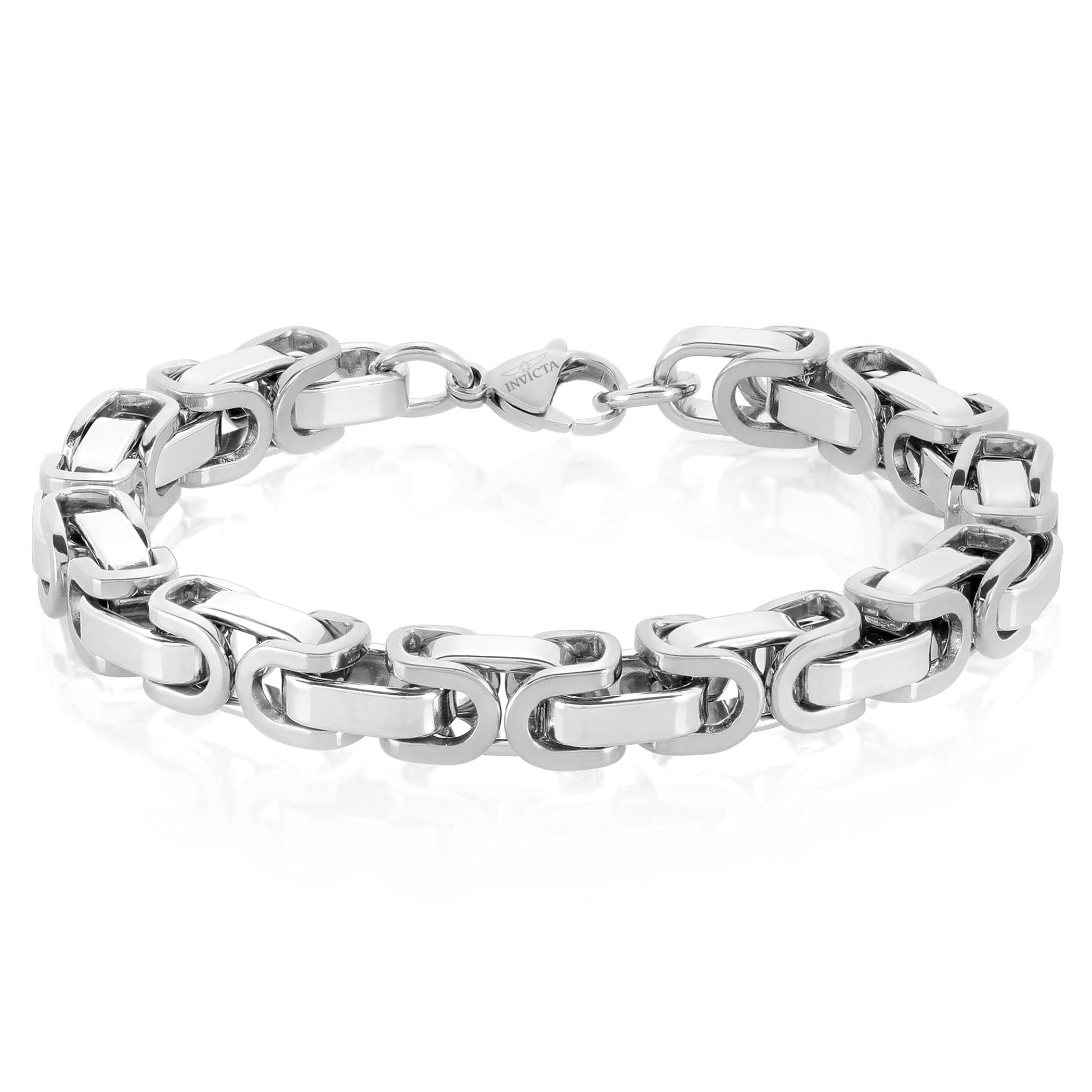 Foto 2 pulgar | Pulsera Invicta Silver De Acero Inoxidable Bizantina De 8 Mm Para Hombre - Venta Internacional.