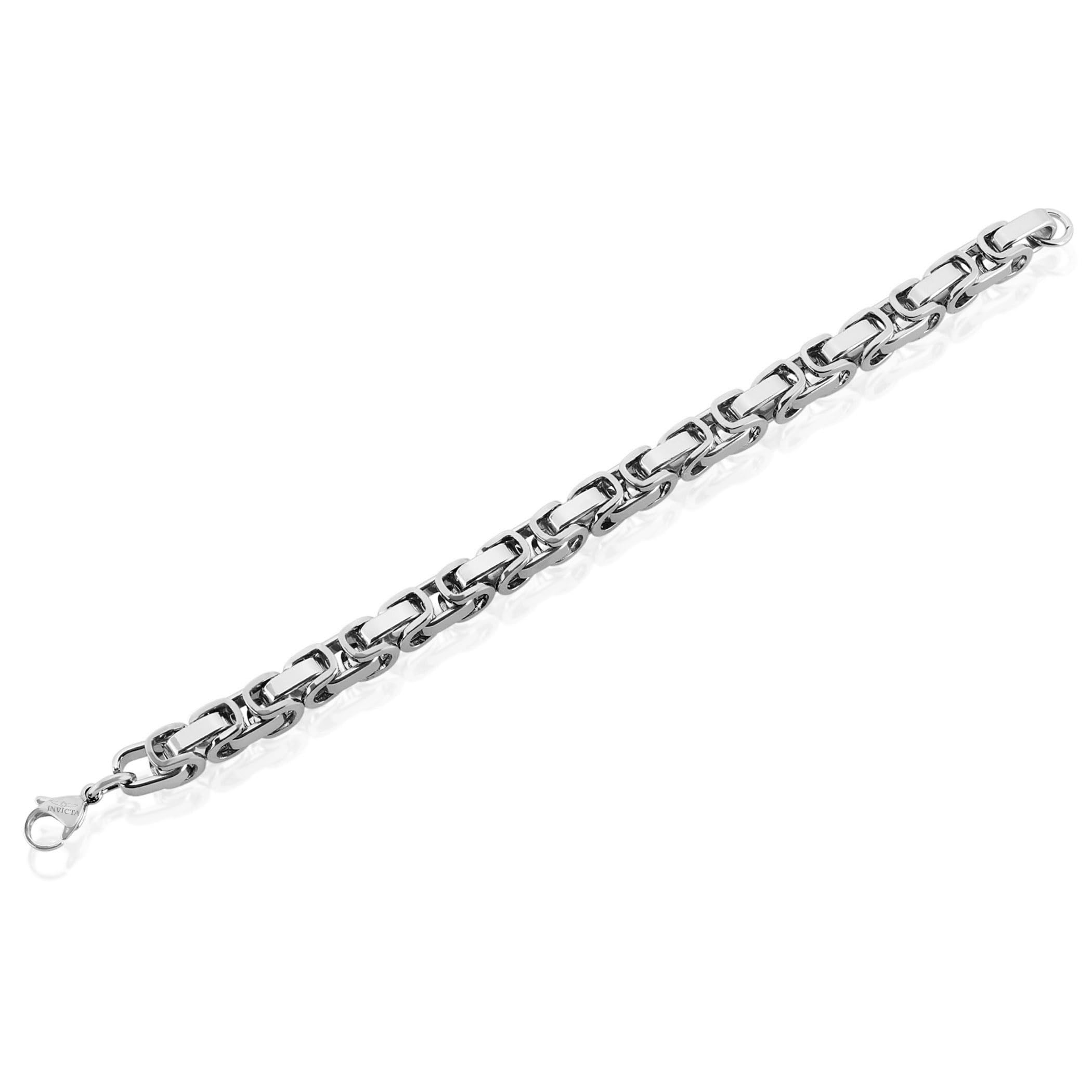 Foto 5 pulgar | Pulsera Invicta Silver De Acero Inoxidable Bizantina De 8 Mm Para Hombre - Venta Internacional.