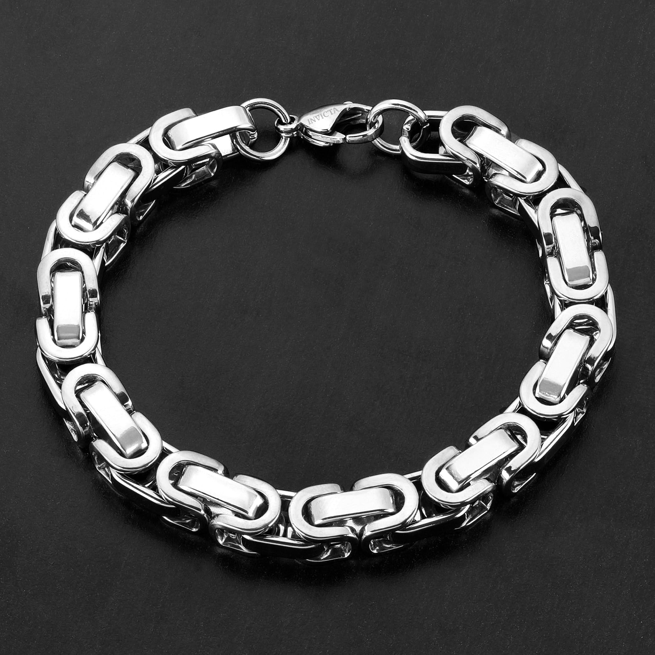 Foto 6 pulgar | Pulsera Invicta Silver De Acero Inoxidable Bizantina De 8 Mm Para Hombre - Venta Internacional.