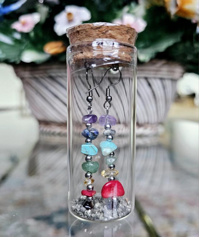 Pendientes Shein E170 Con Piedras Preciosas  7 Chakras  Venta Al Por Mayor - Venta Internacional.