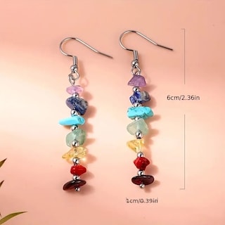 Foto 2 | Pendientes Shein E170 Con Piedras Preciosas 7 Chakras Venta Al Por Mayor - Venta Internacional.