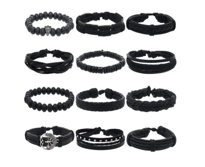 Foto 2 pulgar | Pulseras Trenzado para Hombre 12 Piezas