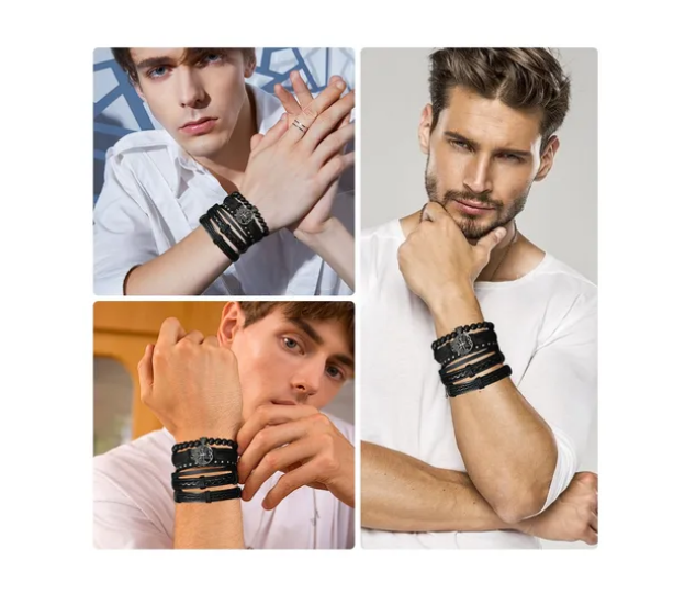 Foto 4 pulgar | Pulseras Trenzado para Hombre 12 Piezas