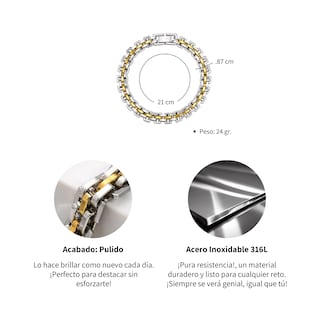 Foto 5 | Pulsera Chulada Barroco Urbano De Acero Inoxidable Hipoalergénico