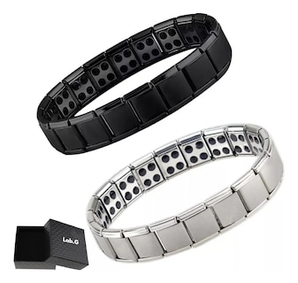 Foto 1 | 2 Piezas Pulsera La Pareja Acero Titanio Plata Y Negro