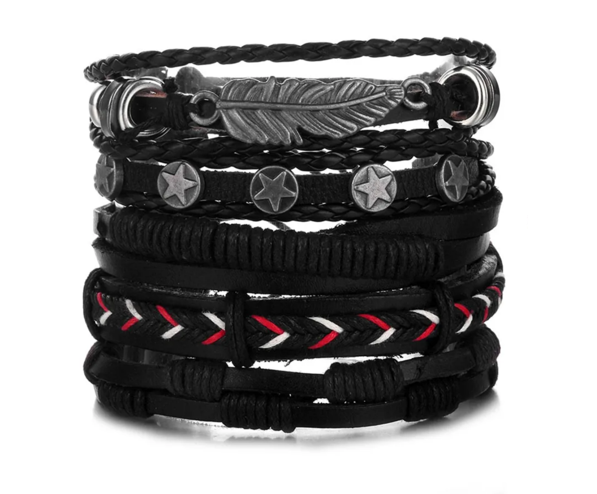 Foto 4 pulgar | ''pulsera Ajustable Vintage Cuero Brazalete Multicapa kit 26pc ''