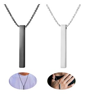 Foto 1 | 2pz Xtellar Collar Acero Inoxidable Dije Rectangular Hombre Mujer