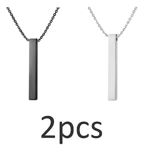 Foto 2 | 2pz Xtellar Collar Acero Inoxidable Dije Rectangular Hombre Mujer