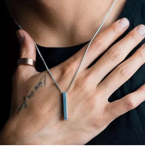 Foto 5 pulgar | 2pz Xtellar Collar Acero Inoxidable Dije  Rectangular Hombre Mujer