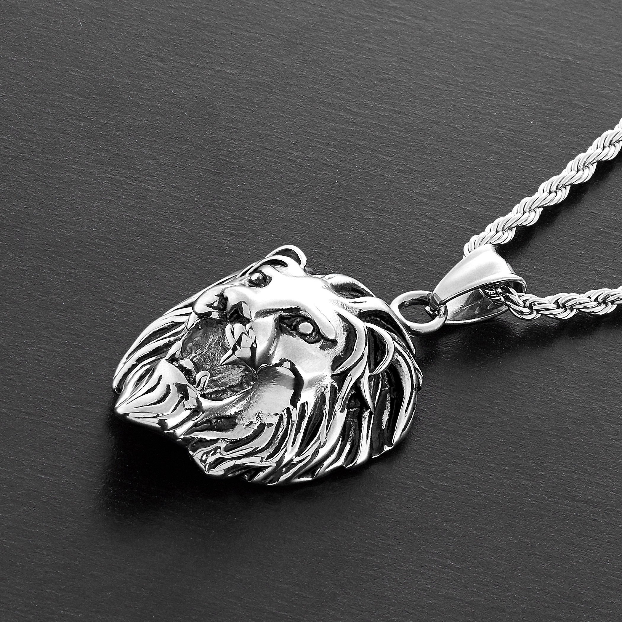 Foto 5 pulgar | Collar Crucible West Coast Jewelry Con Cabeza De León De Acero Inoxidable - Venta Internacional.