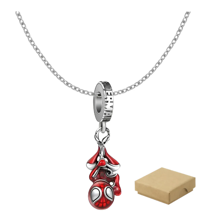 Collar 925 En Plata Con Dije Los Vengadores Spiderman Red