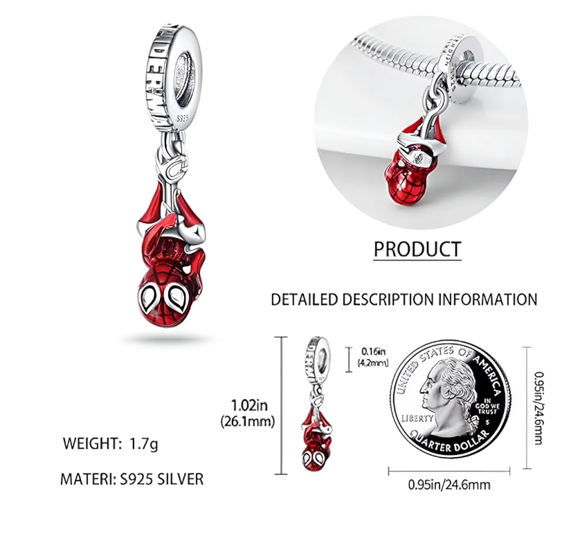 Foto 4 pulgar | Collar 925 En Plata Con Dije Los Vengadores Spiderman Red