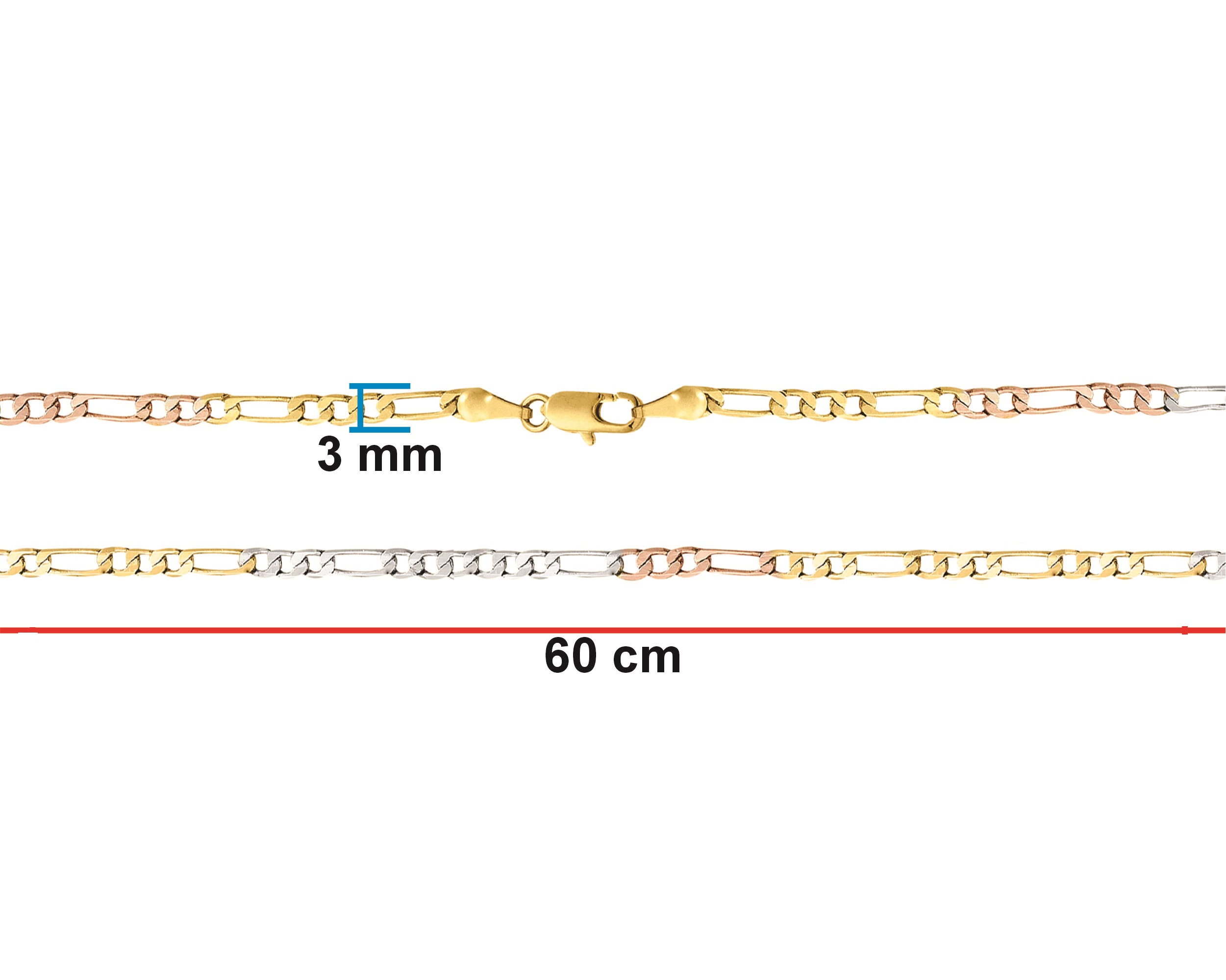 Foto 6 pulgar | Cadena 3x1 Florentina 60cm Chapa de oro de 18k Horoz Ch41