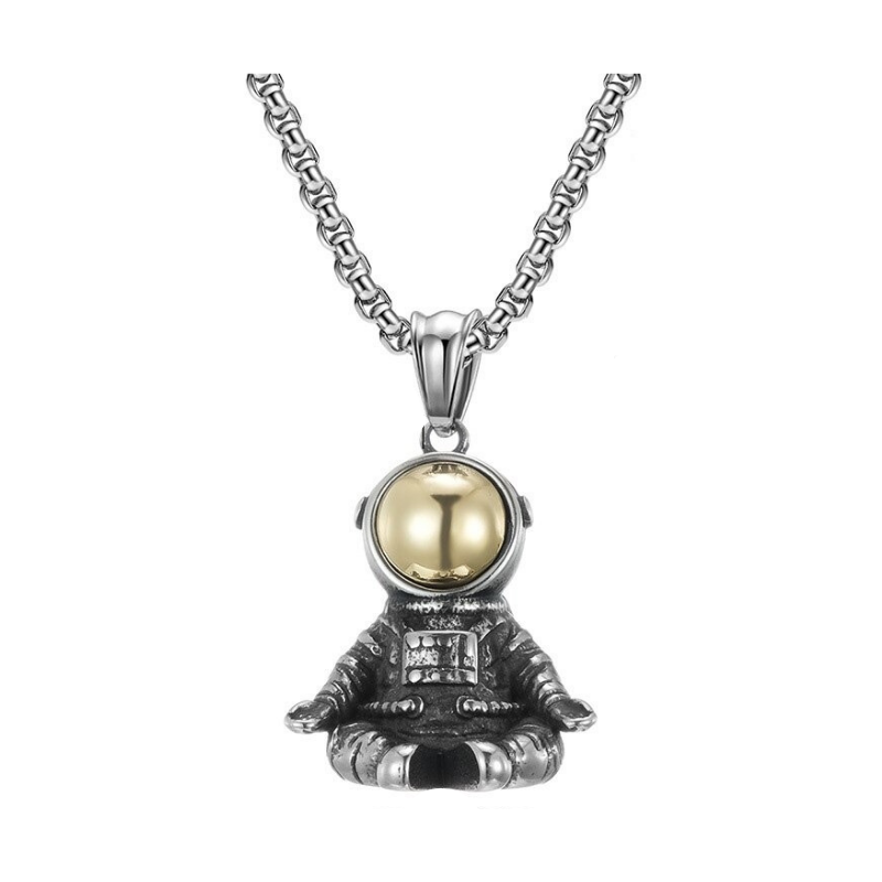 Collar Astronauta De Acero Inox. Hipoalergénico