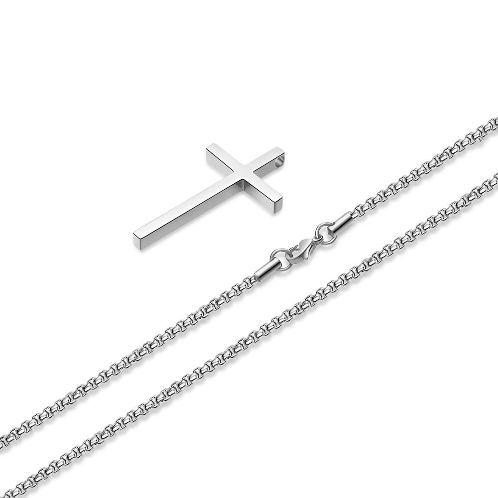 Foto 7 | Collar M Mooham Con Forma De Cruz Plateada Y Acero Inoxidable De 51 Cm De Largo - Venta Internacional.