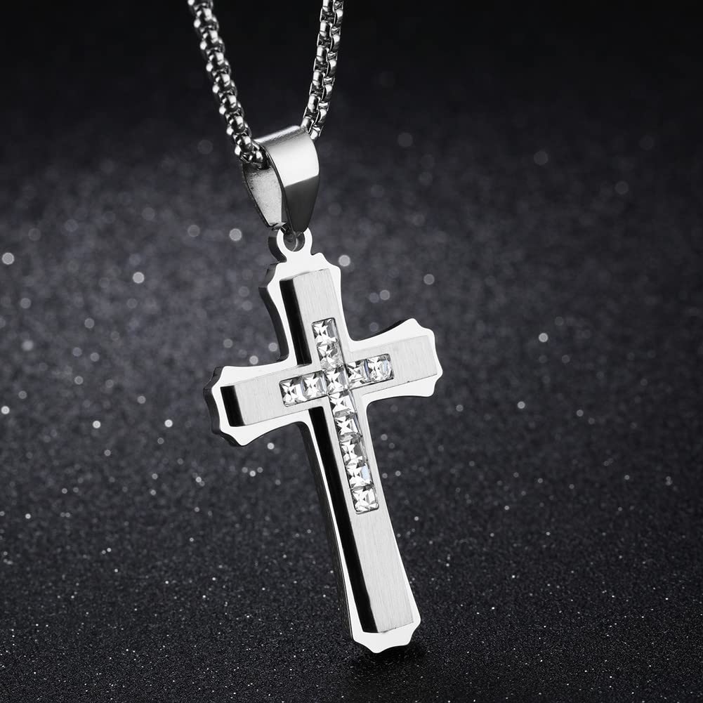 Foto 3 pulgar | Colgante Olevs Con Forma De Cruz De Plata Y Diamante Para Mujer/hombre - Venta Internacional.