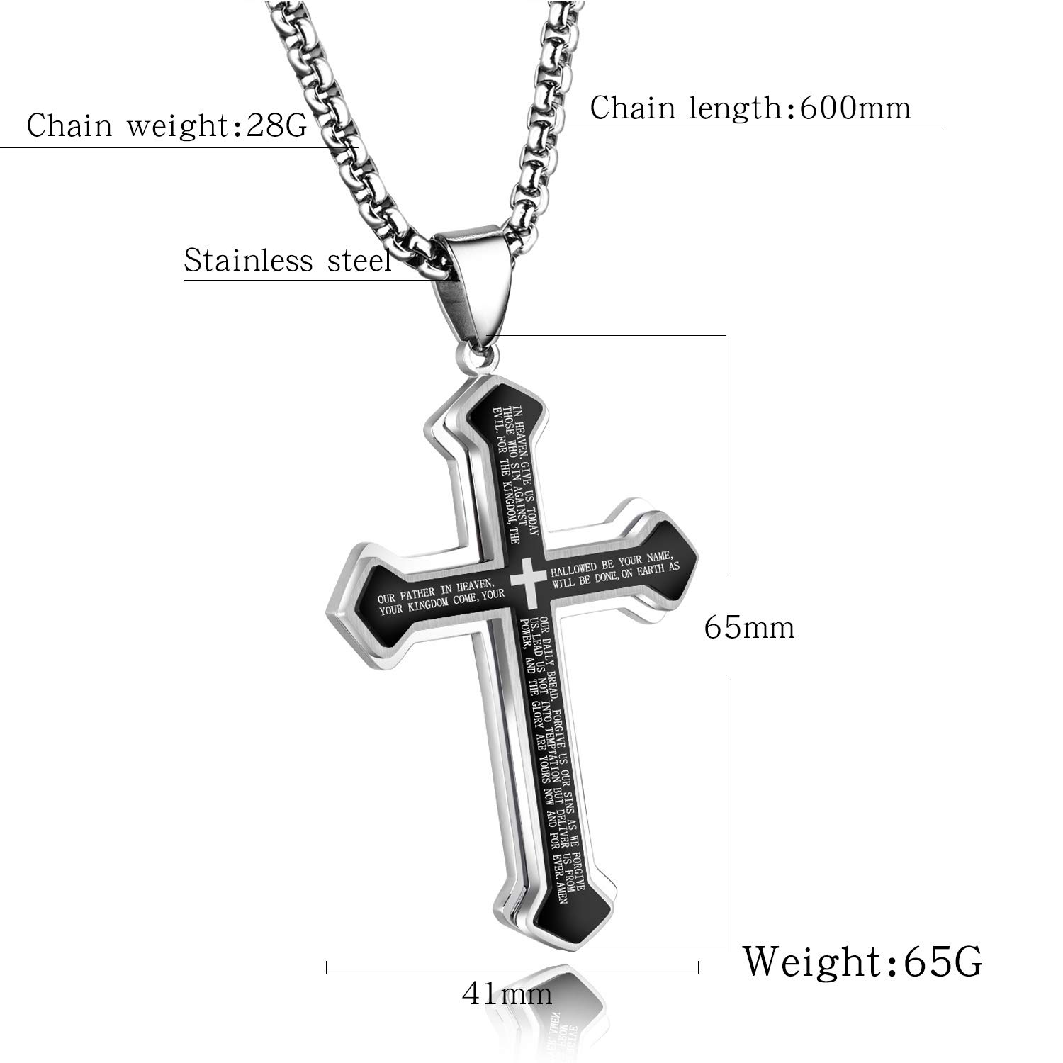 Foto 4 pulgar | Collar Olevs Con Colgante En Forma De Cruz De Acero Inoxidable Negro Y Plateado Para Hombre - Venta Internacional.