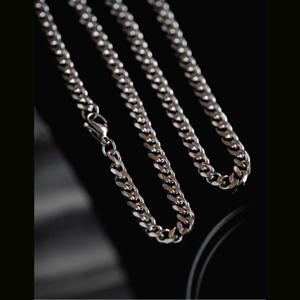 Foto 5 | Collar Cruze Cadena Cubana Color Plata Hipoalergénico Inox