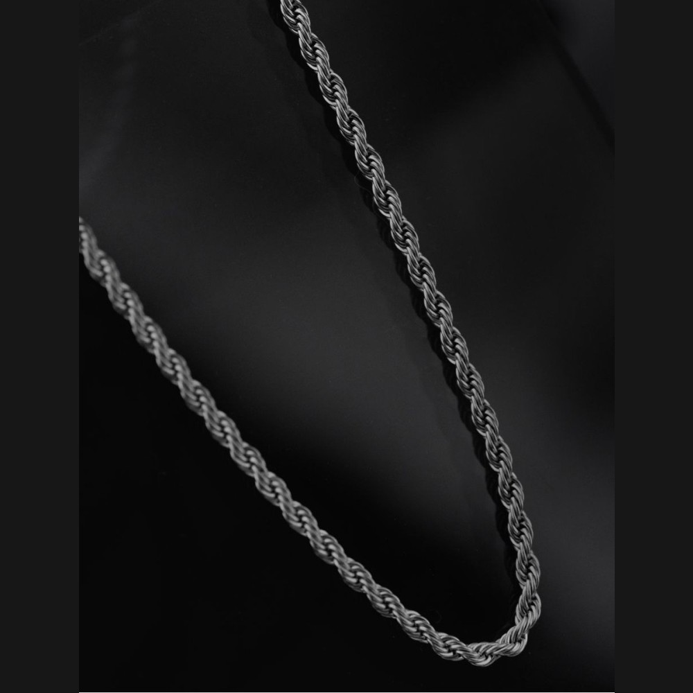 Foto 4 | Collar Cruze Cadena De Cuerda Color Plata Hipoalergénico Inox