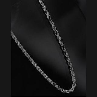 Foto 4 | Collar Cruze Cadena De Cuerda Color Plata Hipoalergénico Inox