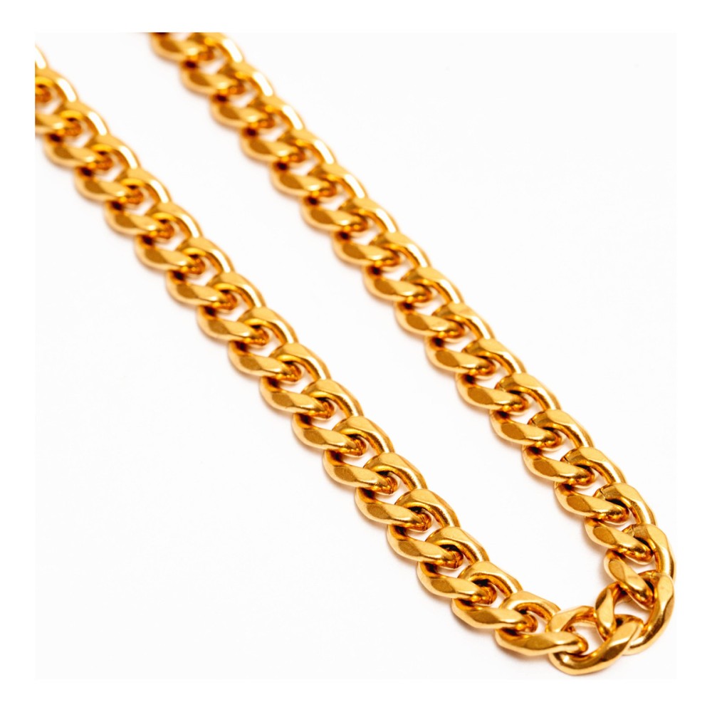 Collar Cruze Cadena Cubana Color Dorado Baño De Oro