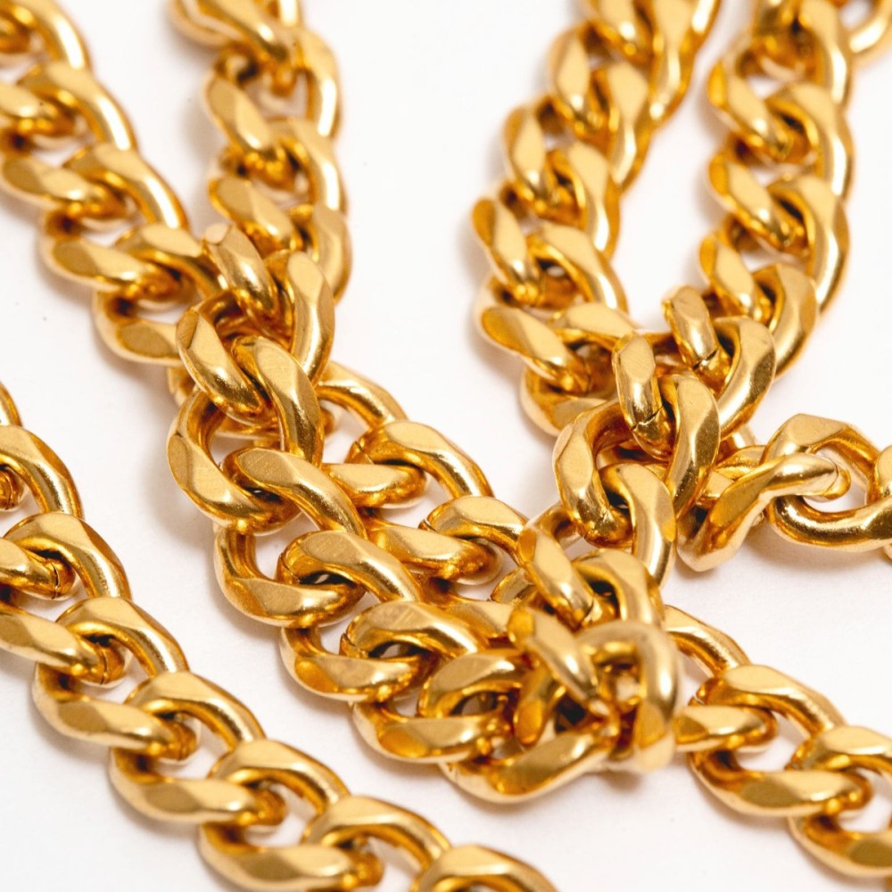 Foto 4 pulgar | Collar Cruze Cadena Cubana Color Dorado Baño De Oro