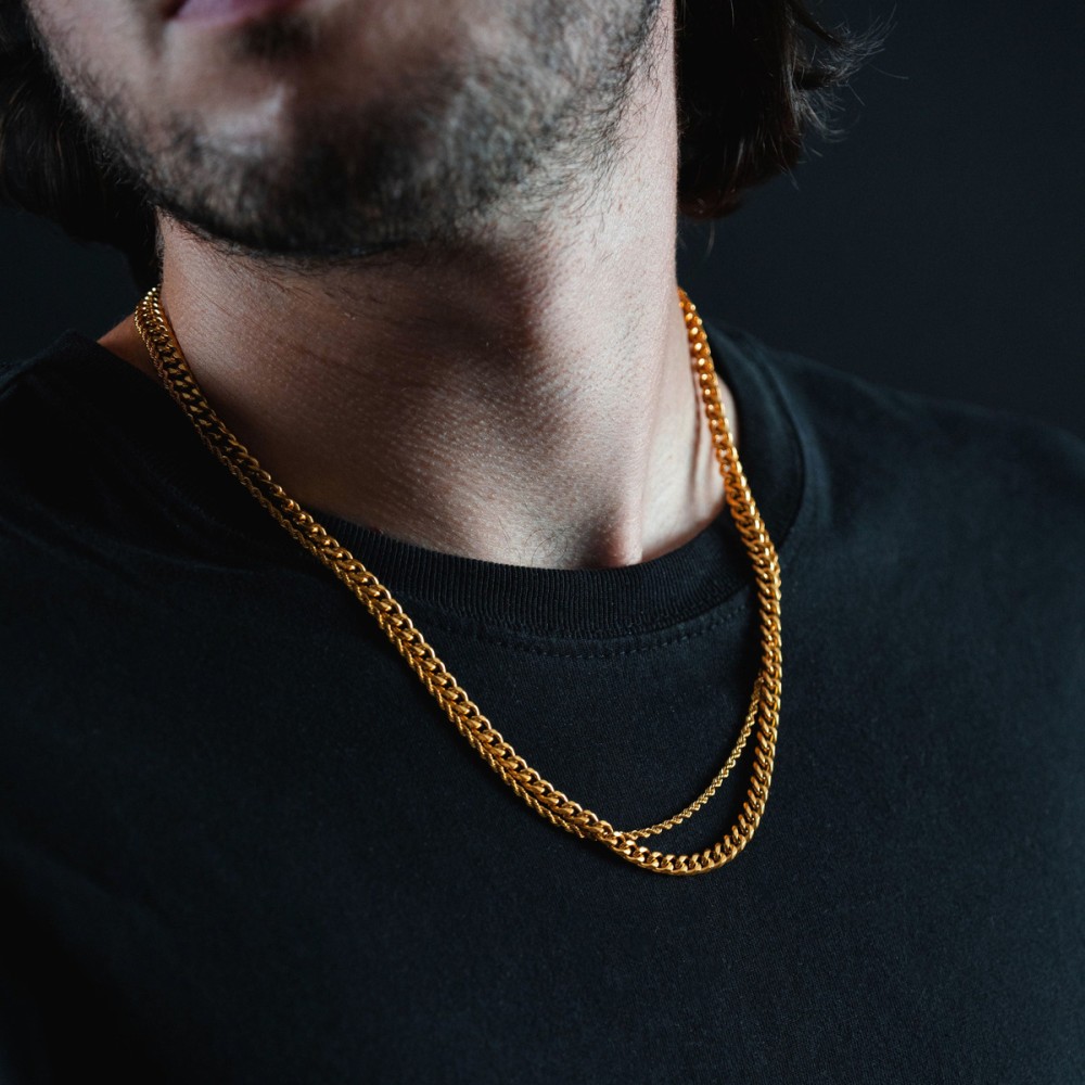 Foto 5 | Collar Cruze Cadena Cubana Color Dorado Baño De Oro