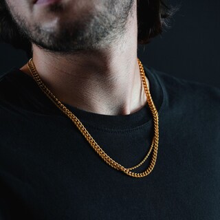 Foto 5 | Collar Cruze Cadena Cubana Color Dorado Baño De Oro