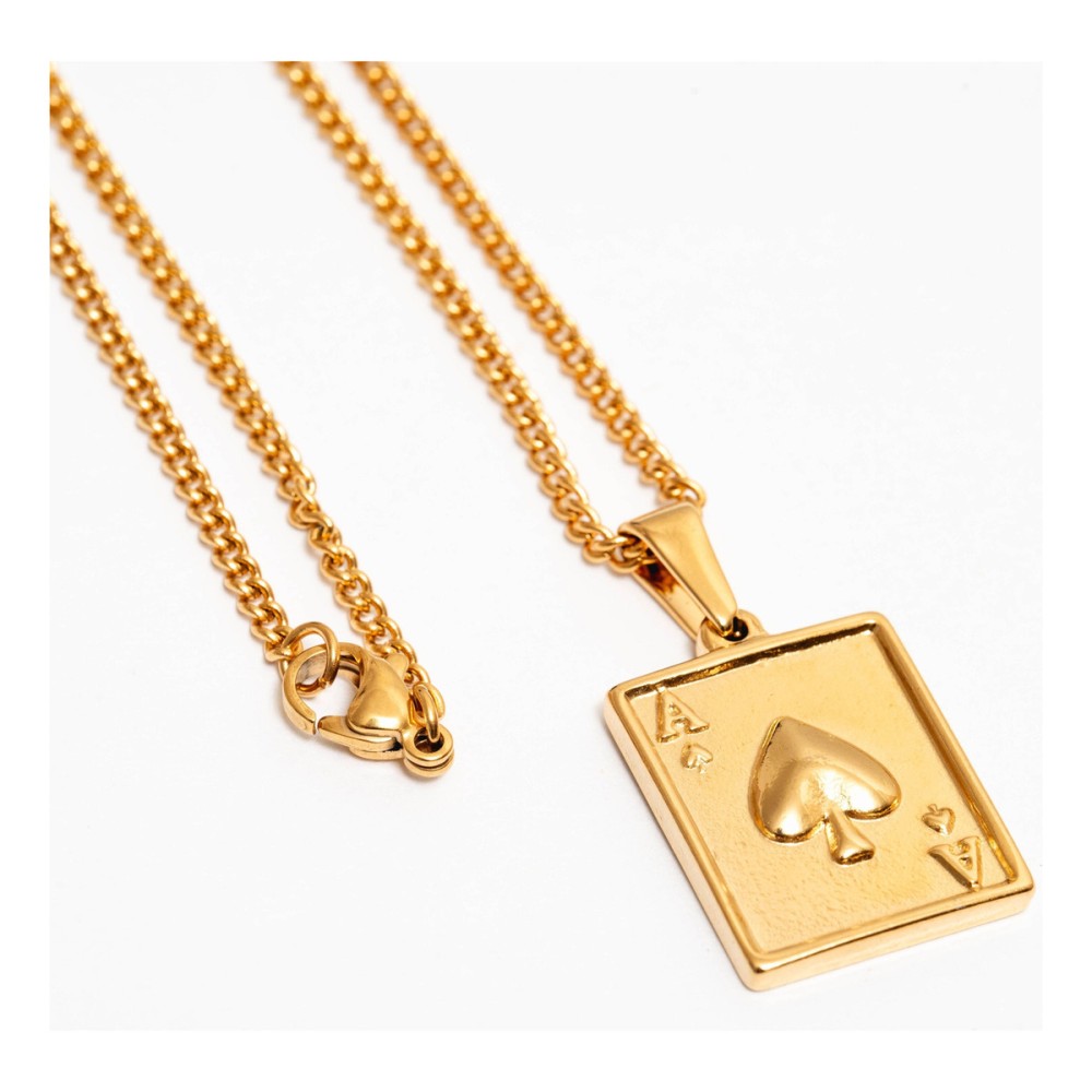 Foto 4 | Collar Cruze Dije Carta Color Dorado Baño De Oro