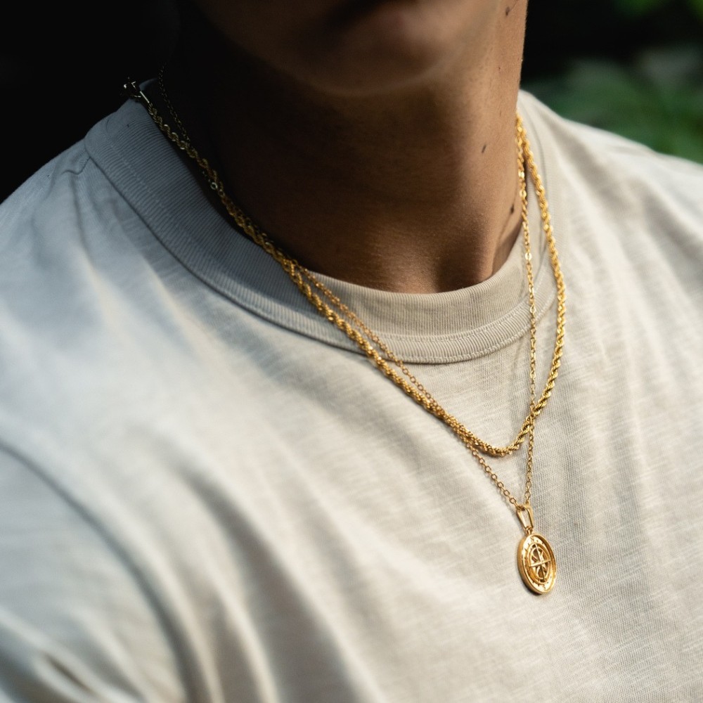 Foto 4 | Collar Cruze Dije Brújula Color Dorado Baño De Oro