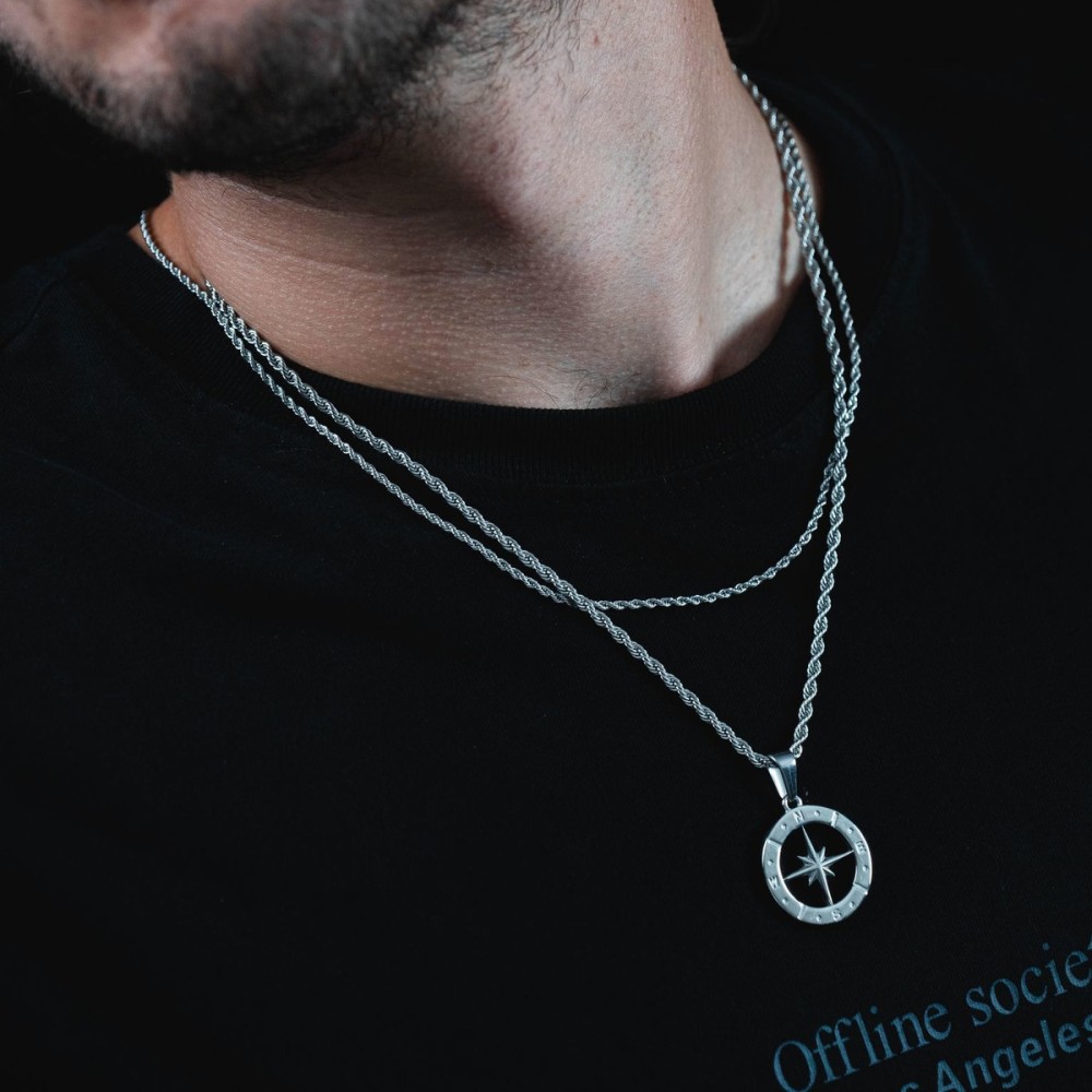 Foto 5 | Collar Cruze Dije Brújula Plateado