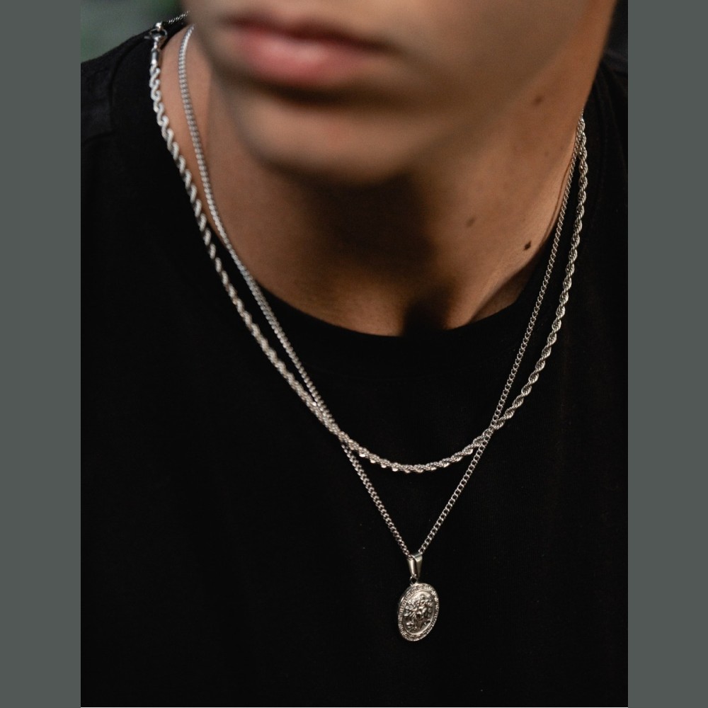 Foto 4 pulgar | Collar Cruze Dije Medusa Color Plata Hipoalergénico Inox