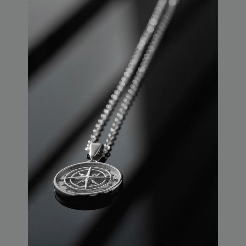 Foto 4 | Collar Cruze Dije Brújula Color Plata Hipoalergénico Inox