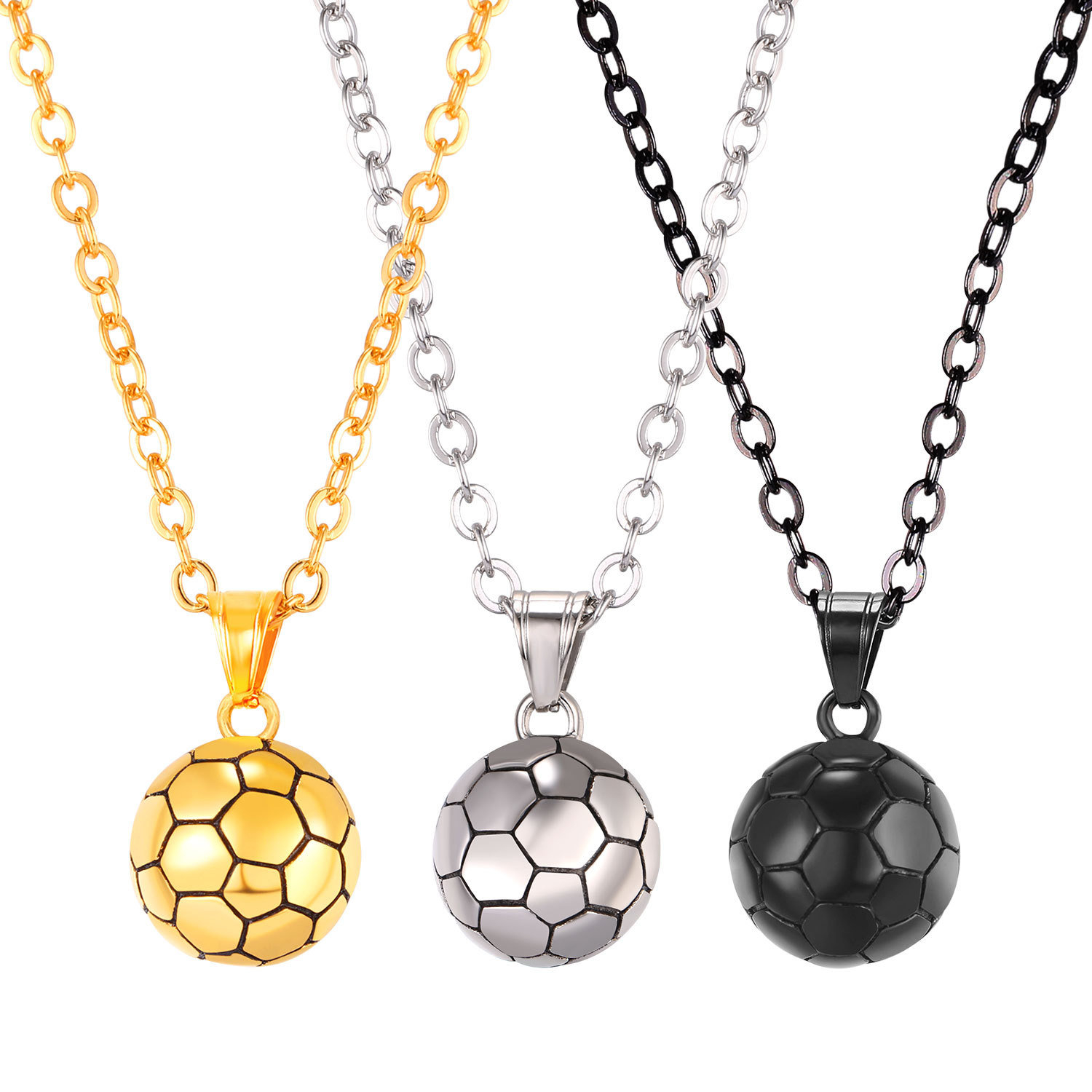 Foto 3 pulgar | Collar Sanlin Beans Soccer De Acero Inoxidable Chapado En Oro De 18 Quilates - Venta Internacional.