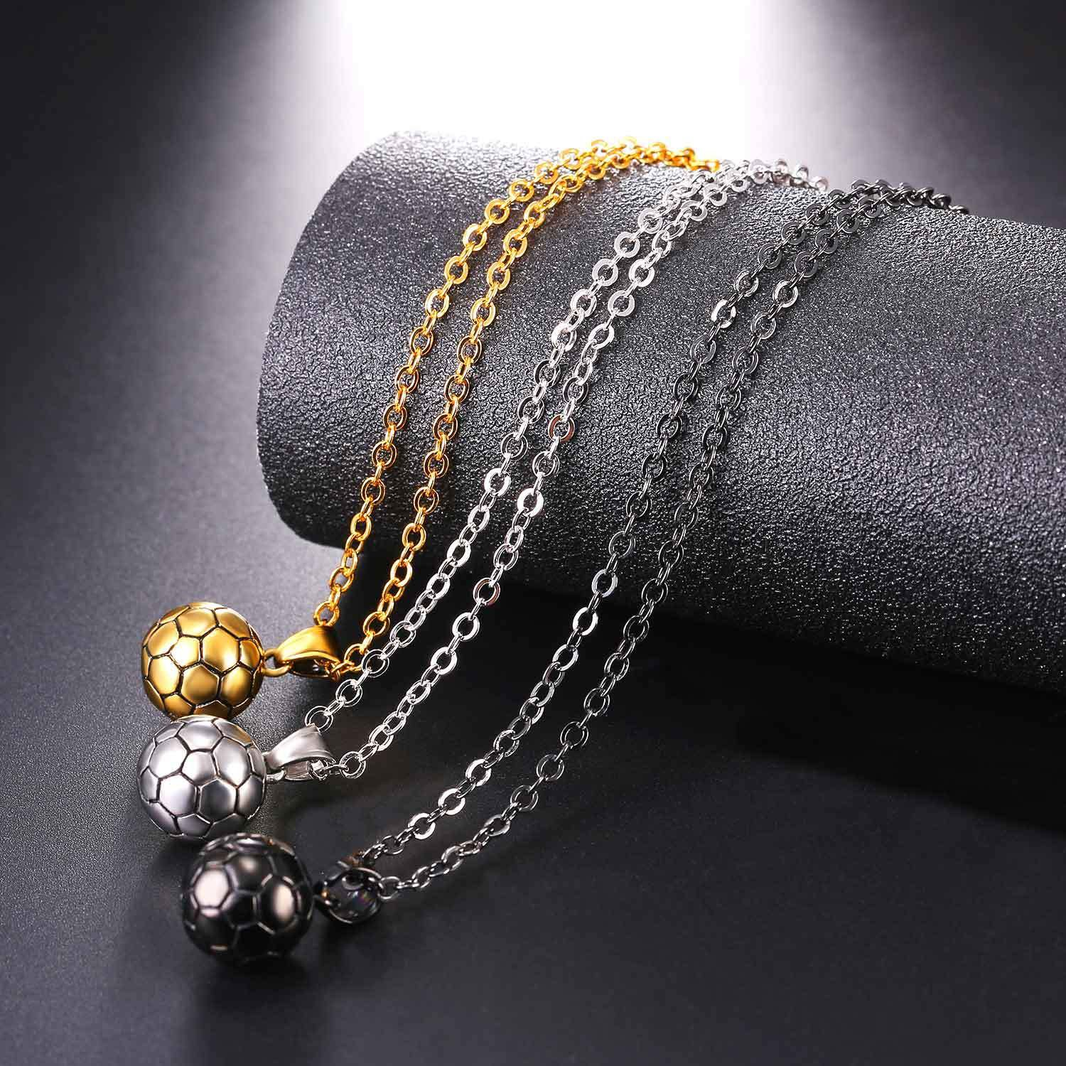 Foto 3 | Collar Sanlin Beans Soccer De Acero Inoxidable Chapado En Oro De 18 Quilates - Venta Internacional.