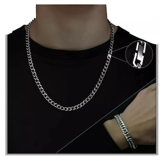 Foto 2 | Moda Xtellar Collar Y Pulseras Hombre Cubana Cadena Acero Inoxidable