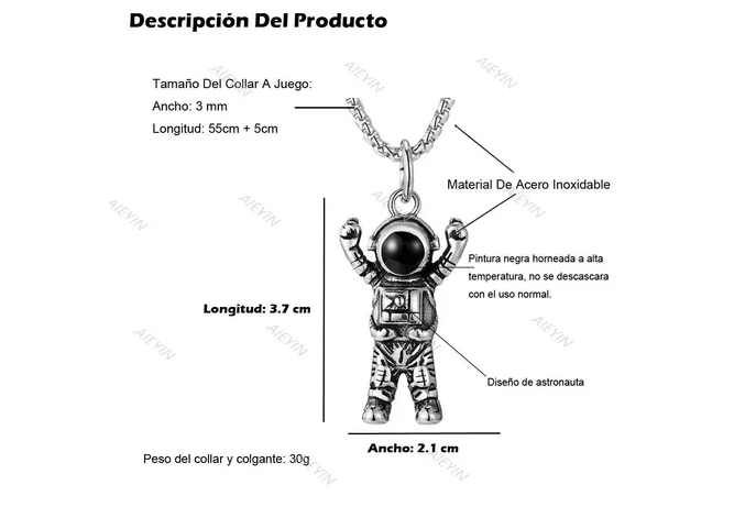Foto 3 pulgar | Collar Xtellar Dije De Victoria Astronauta De Acero Medallas