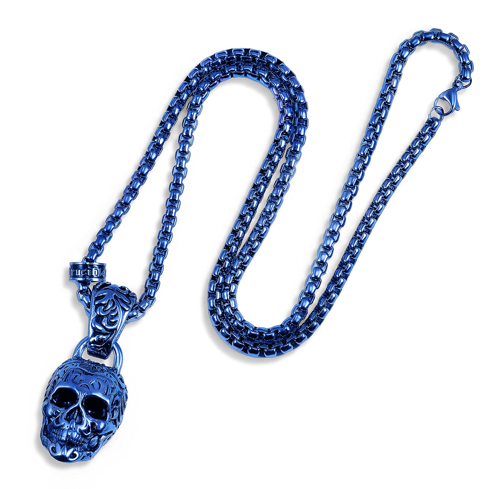 Foto 2 pulgar | Collar Crisol De Acero Chapado En Azul Envejecido Y Pulido - Venta Internacional.