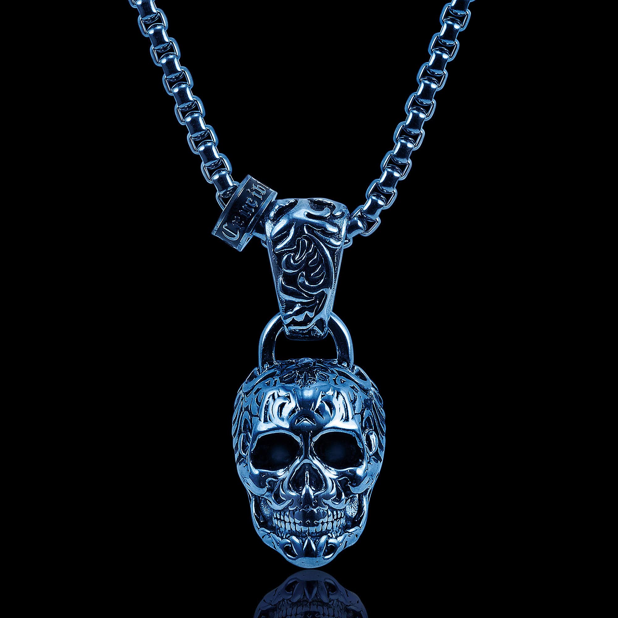 Foto 4 pulgar | Collar Crisol De Acero Chapado En Azul Envejecido Y Pulido - Venta Internacional.