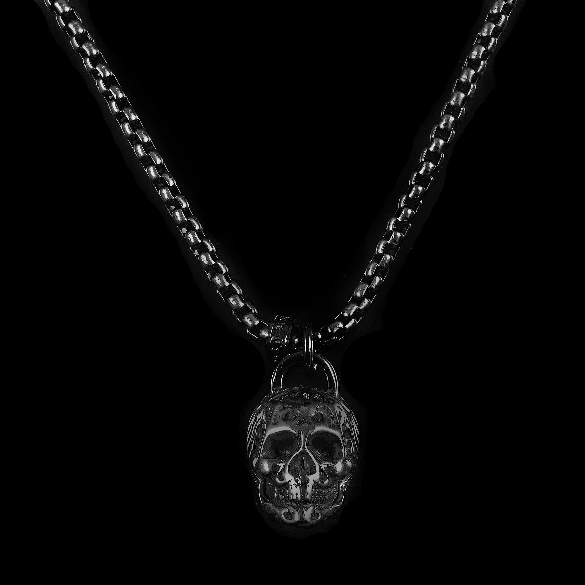 Foto 5 pulgar | Collar Crisol De Acero Chapado En Negro Envejecido Y Pulido - Venta Internacional.