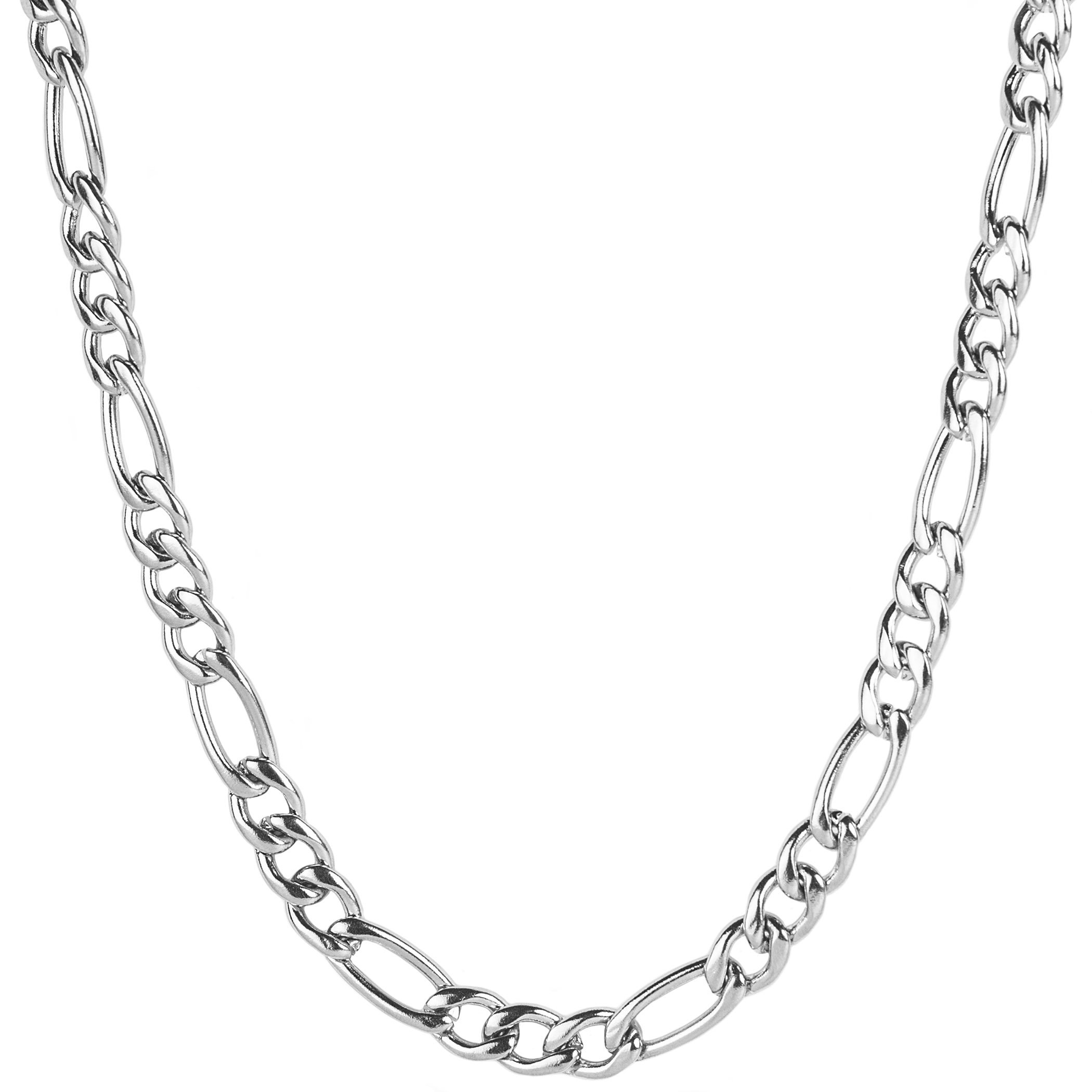 Foto 2 pulgar | Collar West Coast Jewelry De Acero Inoxidable Figaro De 7 Mm Y 60 Cm - Venta Internacional.