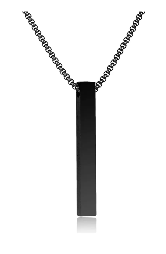 Foto 2 pulgar | Collar Hombre Barra Rectangular Negra Prisma Cilindro Negro Para Hombres Acero Inoxidable Regalo Cumpleaños