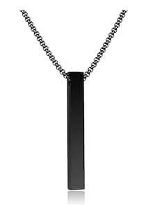 Foto 1 | Collar Hombre Barra Rectangular Negra Prisma Cilindro Negro Para Hombres Acero Inoxidable Regalo Cumpleaños