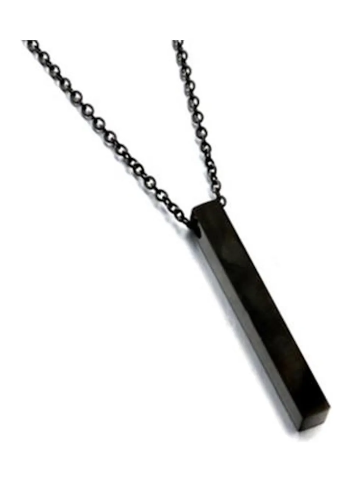 Foto 3 pulgar | Collar Hombre Barra Rectangular Negra Prisma Cilindro Negro Para Hombres Acero Inoxidable Regalo Cumpleaños