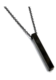 Foto 2 | Collar Hombre Barra Rectangular Negra Prisma Cilindro Negro Para Hombres Acero Inoxidable Regalo Cumpleaños